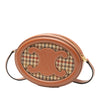 Celine Small Houndstooth Canvas and Calfskin Cuir Triomphe Oval Crossbody Secondhand