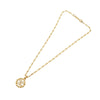 Chanel CC Gold Plated Strass Round Pendant Necklace Secondhand