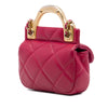 Chanel Quilted Calfskin Lady Card Holder with Chain Top Handle Bag Secondhand
