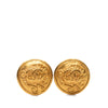 Chanel CC Gold Plated Grapevine Button Clip On Earrings Secondhand