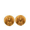 Chanel CC Gold Plated Grapevine Button Clip On Earrings Secondhand