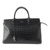 Saint Laurent Medium Croc Embossed Calfskin Cabas Rive Gauche Satchel Secondhand
