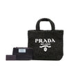 Prada Small Raffia Effect Crochet Embroidered Logo Tote Secondhand