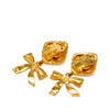Chanel Gold Plated Bow Drop Clip on Earrings Secondhand