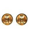 Chanel Gold Plated Logo Round Clip On Earrings Secondhand