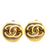 Chanel Gold Plated CC Round Clip On Earrings Secondhand