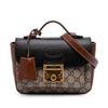 Gucci Mini GG Supreme and Calfskin Padlock Flap Pocket Satchel Secondhand