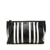 Balenciaga Small Lambskin Barbes Striped Patwork Zip Pouch Secondhand