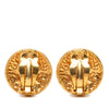Chanel Gold Plated Medallion Coat of Arms Clip on Earrings Secondhand