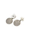 Chanel CC Silver Plated Enamel Round Drop Hoop Push Back Earrings Secondhand