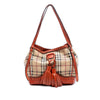 Burberry Small Haymarket Check Coated Canvas Brogue Tassel Tote Secondhand