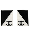Chanel CC Bicolor Acrylic Rectangular Clip On Earrings Secondhand