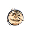 Secondhand Chanel CC Lambskin and Metal Camellia Round Clutch with Chain