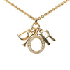 Dior Gold Plated Strass Logo Pendant Necklace Secondhand
