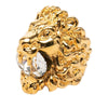 Gucci Gold Plated Crystal Lion Head Ring Secondhand