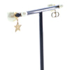 Dior Gold Plated Faux Pearl Logo and Star Tribales Drop Push Back Earrings Secondhand