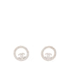 Chanel CC Brass Strass Round Push Back Earrings Secondhand