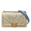 Chanel Old Medium Chevron Raffia Boy Flap Secondhand