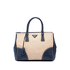 Prada Medium Canvas and City Calf Stitch Galleria Double Zip Satchel Secondhand