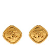 Chanel CC Gold Plated Square Clip On Earrings Secondhand
