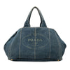 Prada Large Denim Canapa Logo Tote Secondhand
