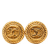 Chanel Gold Plated CC Round Clip On Earrings Secondhand