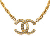 Chanel CC Gold Plated and Strass Pendant Necklace Secondhand