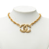 Chanel CC Gold Plated and Strass Pendant Necklace Secondhand