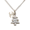 Chanel Silver Plated CC Christmas Tree Pendant Necklace Secondhand