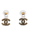 Chanel CC Gold Plated Faux Pearl Rope Drop Push Back Earrings Secondhand