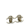Chanel CC Silver Plated Lacquered Clip On Earrings Secondhand
