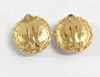 Chanel Vintage Round Clip-On Earrings Metal with Faux Pearl