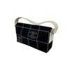 Secondhand Chanel Chocolate Bar Black Canvas Shoulder Bag with Embroidered CC Logo - '00s