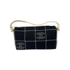 Secondhand Chanel Chocolate Bar Black Canvas Shoulder Bag with Embroidered CC Logo - '00s