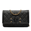 Secondhand Chanel Caviar CC Filigree Wallet On Chain