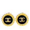 Secondhand Chanel CC Gold Plated and Enamel Button Clip On Earrings