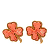 Secondhand Chanel CC Gold Plated Enamel Clover Clip On Earrings