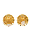 Secondhand Chanel CC Gold Plated Round Clip On Earrings