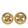 Secondhand Chanel CC Gold Plated Round Clip On Earrings