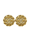 Secondhand Chanel CC Gold Plated Strass Round Clip On Earrings