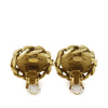 Secondhand Chanel CC Gold Plated Strass Round Clip On Earrings