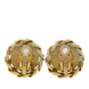 Secondhand Chanel CC Gold Plated Strass Round Clip On Earrings