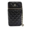 Secondhand Chanel CC Quilted Caviar Phone Holder With Chain