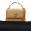 Secondhand Chanel CC Quilted Lambskin Faux Pearl Top Handle Flap