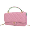 Secondhand Chanel CC Quilted Lambskin Top Handle Phone Holder with Chain