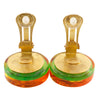 Secondhand Chanel CC Resin Embedded Camellia Shoe Gold Plated Clip On Earrings