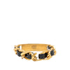 Secondhand Chanel Gold Plated and Calfskin Logo Plate Chain Bracelet