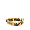 Secondhand Chanel Gold Plated and Calfskin Logo Plate Chain Bracelet