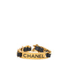 Secondhand Chanel Gold Plated and Calfskin Logo Plate Chain Bracelet
