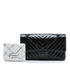 Secondhand Chanel Medium Classic Chevron Patent So Black Double Flap